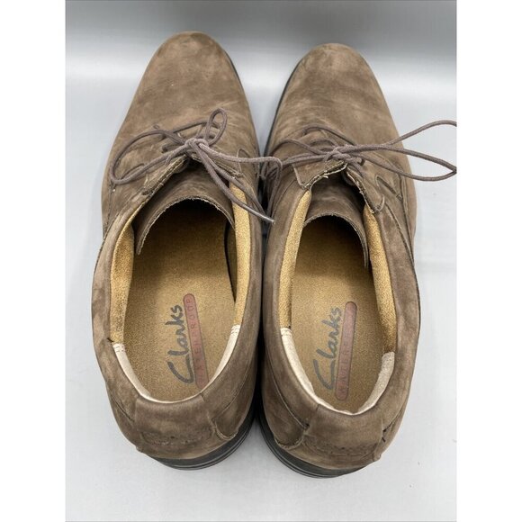 Clarks Mens Shoes 12‎ Brown Suede Waterproof Lace Up Oxfords Dress Casual Office - Picture 5 of 9